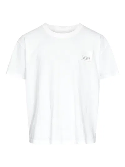 Mm6 Maison Margiela Mm6 By Maison Margiela Relaxed-fit White T-shirt With Subtle Graphic Patch