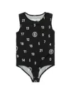 Mm6 Maison Margiela Body In Jersey Stretch Allover Numeric Logo In Black