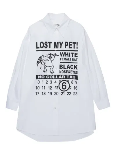 Mm6 Maison Margiela Kids' Numbers-print Cotton Shirt Dress In White
