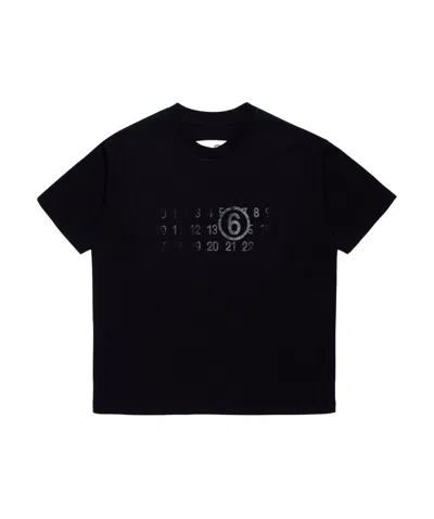 Mm6 Maison Margiela Kids' Numbers-print Cotton T-shirt In Black
