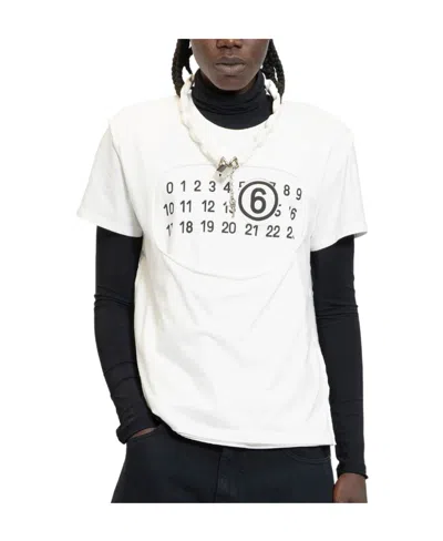 Mm6 Maison Margiela Numbers-print Cotton T-shirt In White