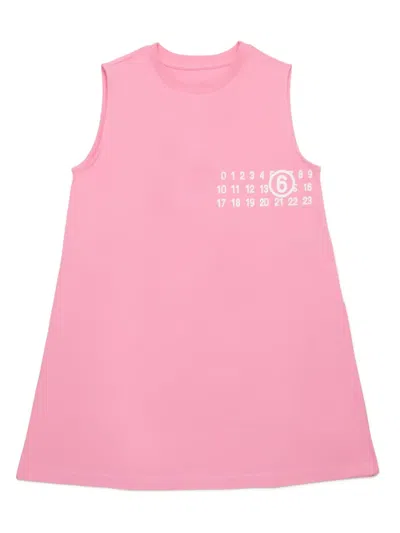 Mm6 Maison Margiela Kids' Numbers-print Dress In Pink