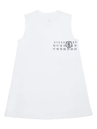 Mm6 Maison Margiela Kids' Numbers Print Dress In White