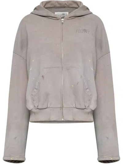 Mm6 Maison Margiela Numbers-print Hoodie In Gray