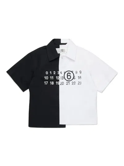 Mm6 Maison Margiela Kids' Numbers-print Polo Shirt In Schwarz