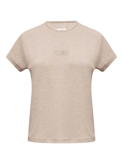 Mm6 Maison Margiela Numbers-print T-shirt In Brown