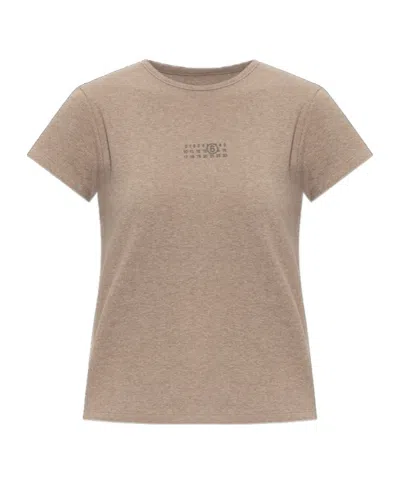 Mm6 Maison Margiela Numbers-print T-shirt In Sand
