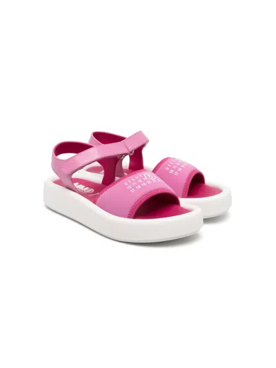 Mm6 Maison Margiela Kids' Numbers-print Touch-strap Sandals In Pink