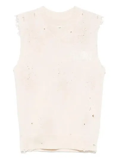 Mm6 Maison Margiela Numbers-print Vest In Neutral