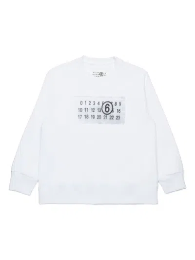Mm6 Maison Margiela Kids' Numbers Sweatshirt In Weiss