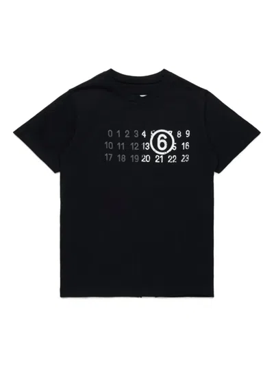 Mm6 Maison Margiela Kids' Numbers T-shirt In Schwarz