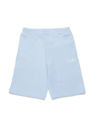 Mm6 Maison Margiela Kids' Numbers Track Shorts In Blue