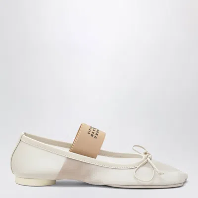Mm6 Maison Margiela Numeric Anatomic Ballet Flats In White Sand Nylon And Leather In Neutral