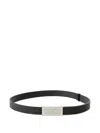 Mm6 Maison Margiela Cintura Black Leather Belt With Metal Buckle