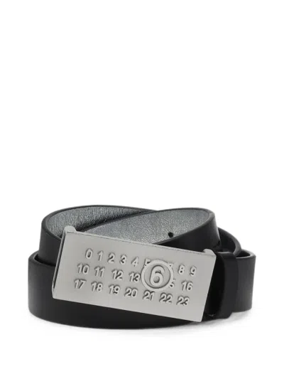 Mm6 Maison Margiela Numeric Buckle Leather Belt In Black