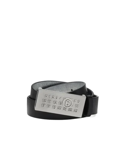 Mm6 Maison Margiela Numeric Buckle Leather Belt In Black