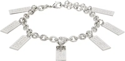 Mm6 Maison Margiela Numeric Charms Chain Link Adjustable Bracelet In Silver