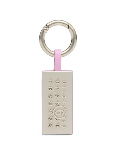 Mm6 Maison Margiela Numeric Charm Keyring In Metallic