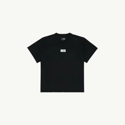 Mm6 Maison Margiela Black Round Neck Graphic T-shirt