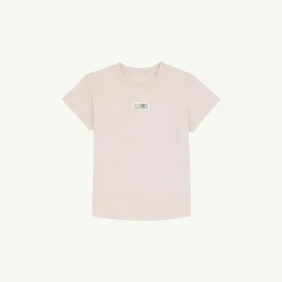 Mm6 Maison Margiela Crew Neck Short Sleeve Cotton Jersey Top In Pink