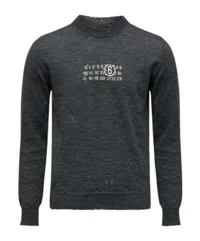 MM6 MAISON MARGIELA MM6 MAISON MARGIELA NUMERIC CREW-NECK KNITTED JUMPER