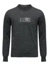 Mm6 Maison Margiela Distressed Dark Grey Knit Sweater In Gray