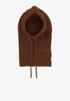 Mm6 Maison Margiela Numeric Distressed Wool  Balaclava In Brown