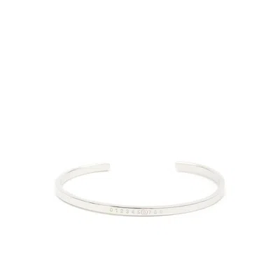 Mm6 Maison Margiela Numeric Engraved Cuff Bracelet In White