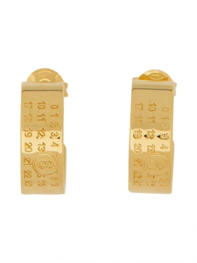 Mm6 Maison Margiela Numeric Engraved Hoop Earrings In Gold