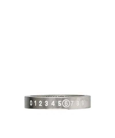 Mm6 Maison Margiela Numeric Engraved Polished Ring In Gray