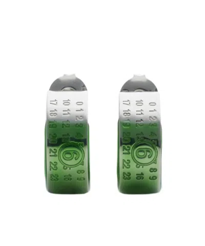 Mm6 Maison Margiela Numeric-engraved Signature Earrings In Green