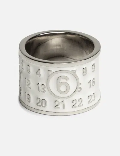Mm6 Maison Margiela Numeric Engraved Signature Ring In White