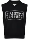 Mm6 Maison Margiela Numeric Knitted Gilet In Black
