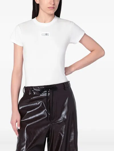 Mm6 Maison Margiela Numeric-label Cotton T-shirt In White
