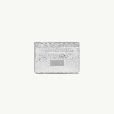Mm6 Maison Margiela Numeric Leather Card Holder In Silver