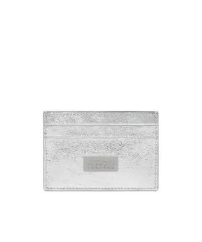 Mm6 Maison Margiela Numeric Leather Card Holder In Silver