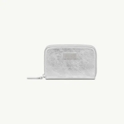 Mm6 Maison Margiela Numeric Leather Zip Wallet In Gray