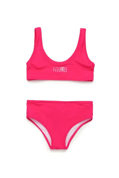 Mm6 Maison Margiela Kids' Numeric Logo Bikini Swimsuit In Pink