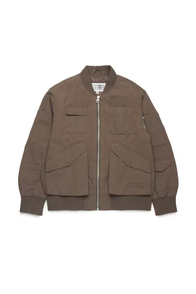 Mm6 Maison Margiela Numeric Logo Bomber Jacket In Brown