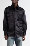 Mm6 Maison Margiela Numeric Logo Embroidered Button-up Shirt In Black