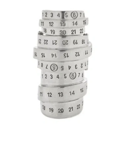Mm6 Maison Margiela Numeric Logo Engraved Ring In Gray