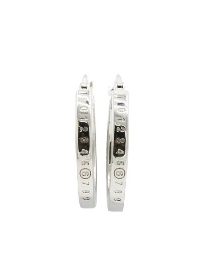 Mm6 Maison Margiela Numeric-logo Hoop Earrings In Metallic