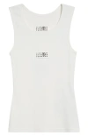 Mm6 Maison Margiela Numeric Logo Patch Stretch Cotton Tank In White