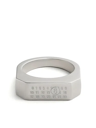 Mm6 Maison Margiela Numeric Logo Signet Ring In Silver