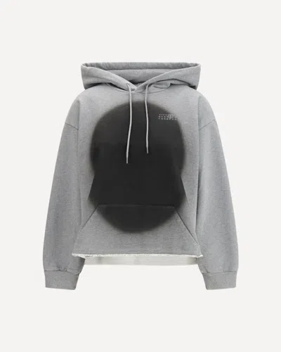 Mm6 Maison Margiela Numeric Logo Spray Hoodie Drawstring Hood In Gray
