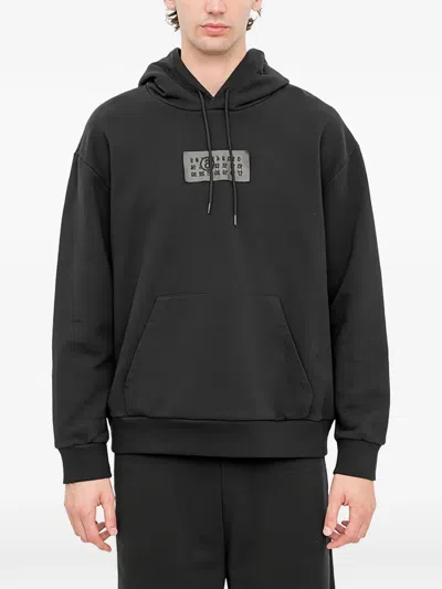 Mm6 Maison Margiela Hooded Top Drawstring Hood Kangaroo Pocket In Black