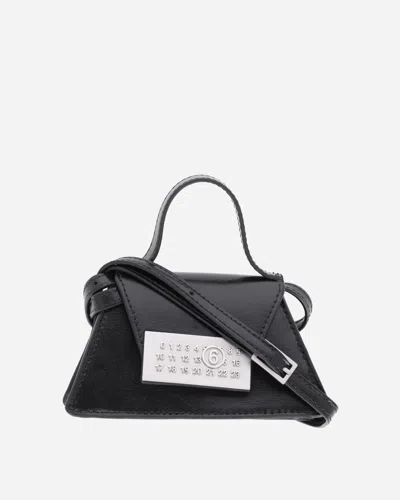 Mm6 Maison Margiela Numeric Mini Leather Crossbody Bag In Black