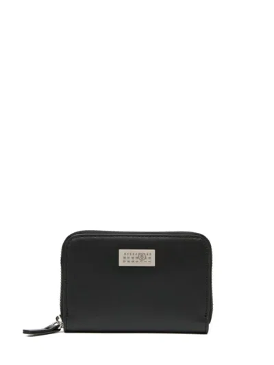 Mm6 Maison Margiela Numeric Mini Wallet With Zip Closure In Black