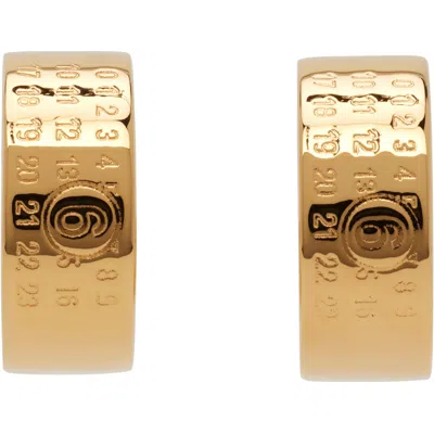 Mm6 Maison Margiela Numeric Minimal Signature Hoop Earrings In 950 Yellow Gold Poli