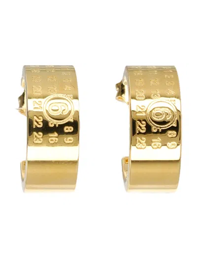Mm6 Maison Margiela Numeric Minimal Signature Hoop Earrings In Gold
